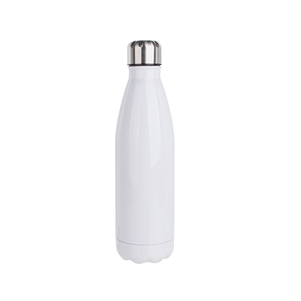 White insulated bottle with silver cap for custom printing