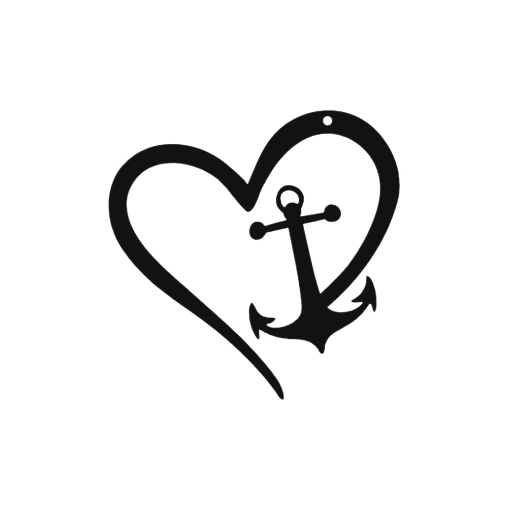 3D Printing Earrings Black anchor inside a heart shape
