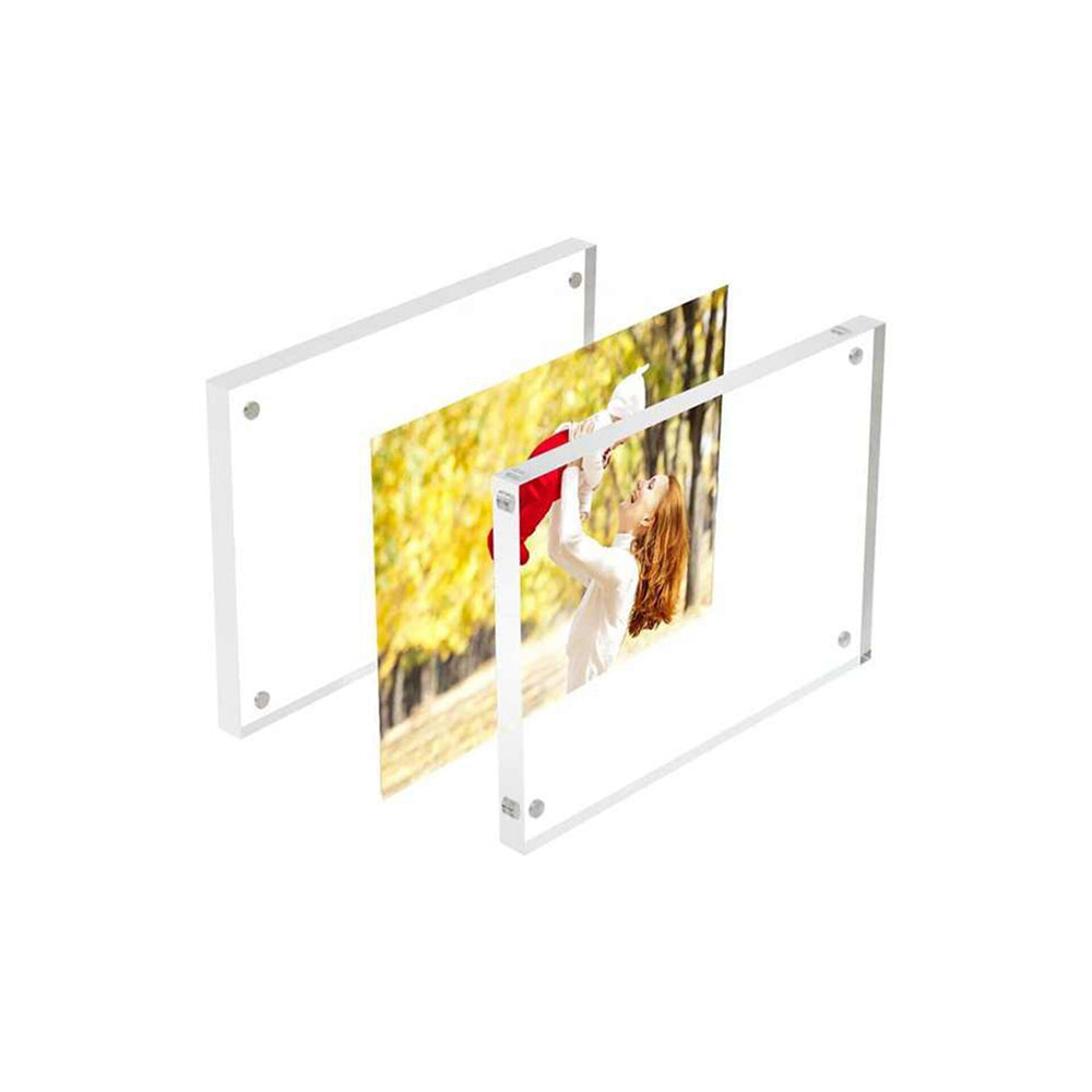Plastic Photo Frame - Magnetic Double-Sided Frame with Stand