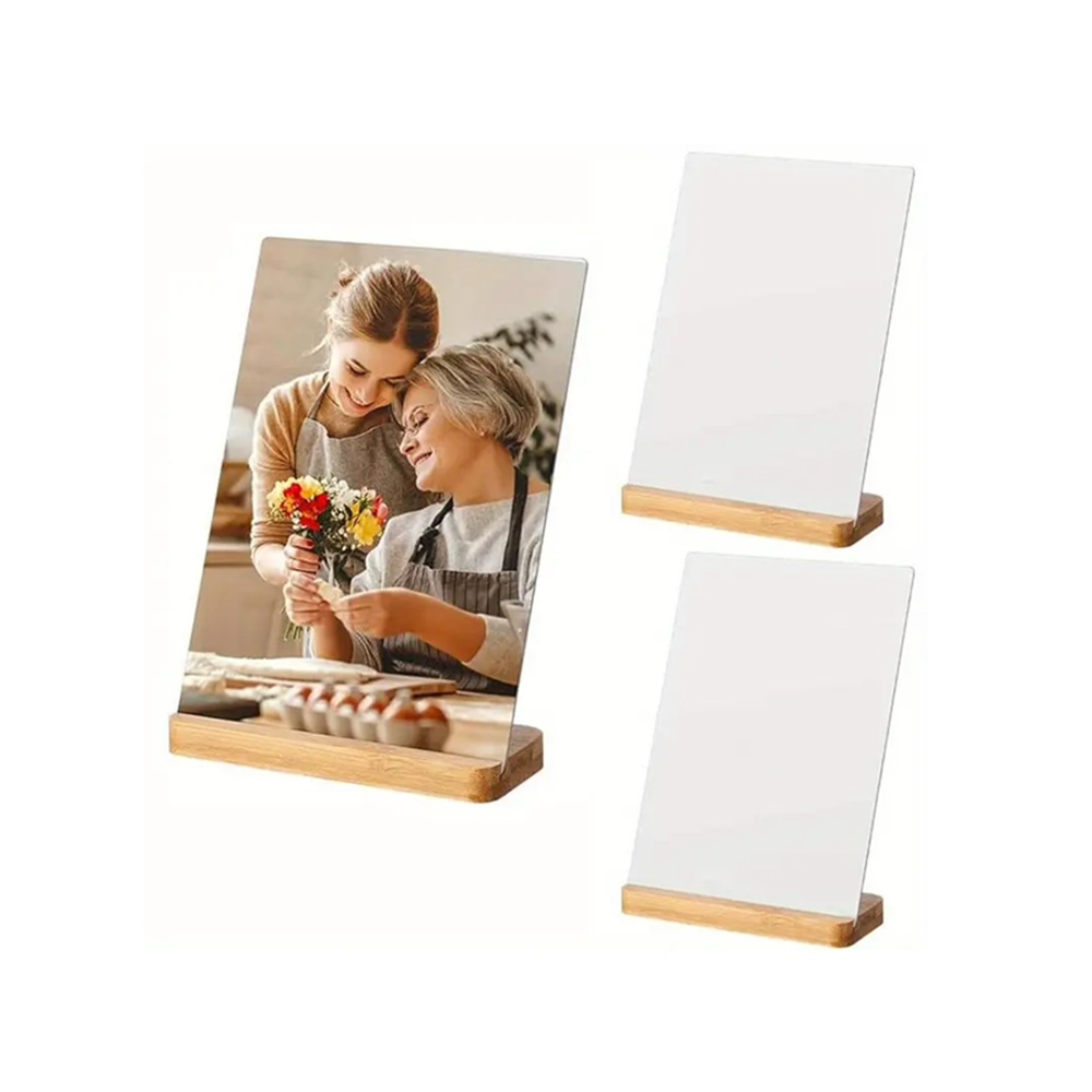 Aluminum Photo Frame with Bamboo Stand - Custom Printing