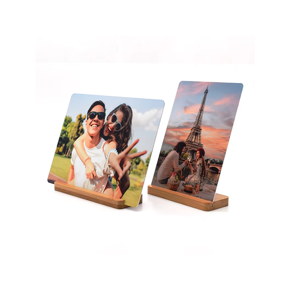 Aluminum Photo Frame with Bamboo Stand - Custom Printing